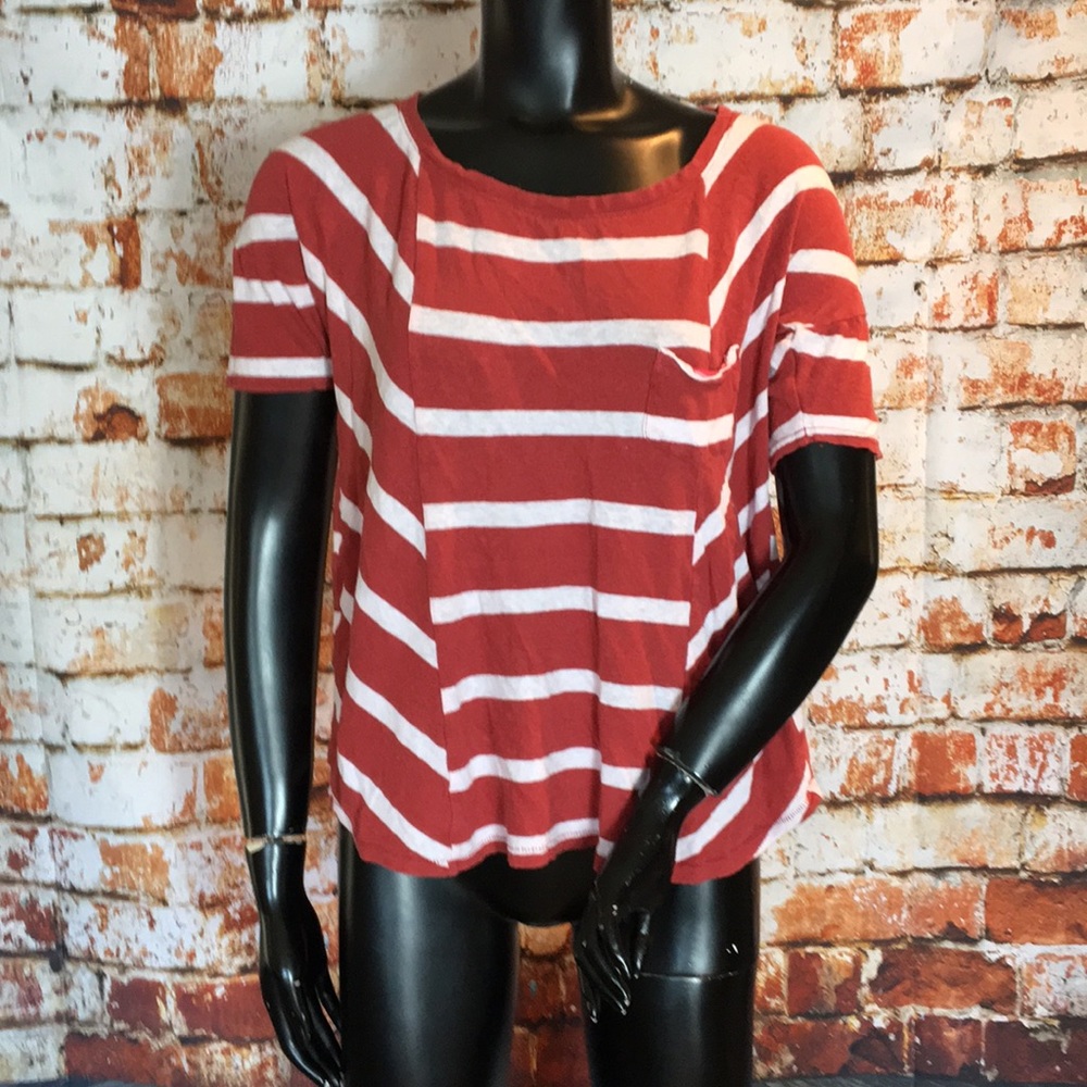 Anthropologie Postmark Red and White Striped Top